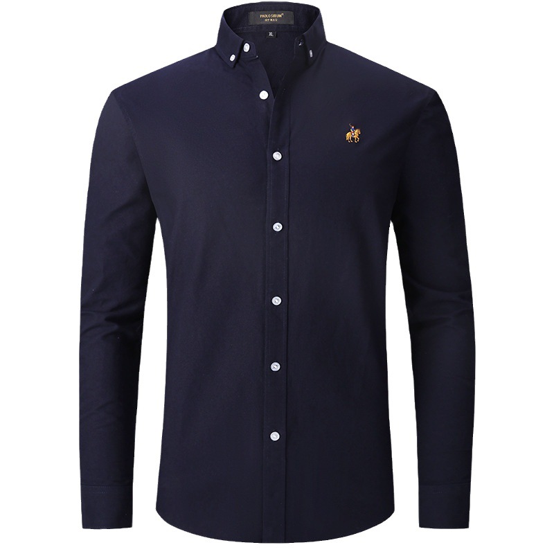 Amazon's best-selling pure cotton Oxford fabric men's shirt, all-cotton long-sleeved shirt for men, European size business casual cross-border men Item Picture