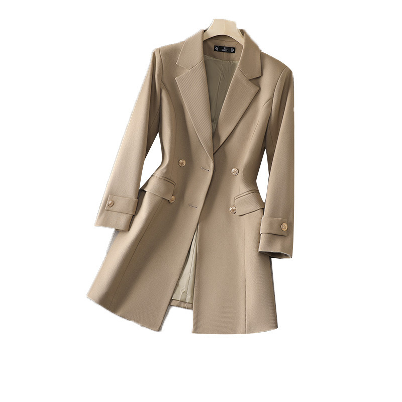 2023 Busaron New Women's Coat Korean Version Of Professional Long Suit Collar Trench Coat Overalls 8620 Item Picture
