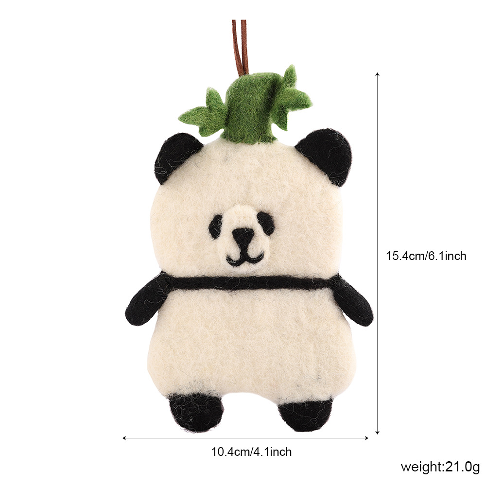 Handmade wool felt key case, panda key chain, wool felt doll key chain, Ins-style hanging decoration key chain Item Picture