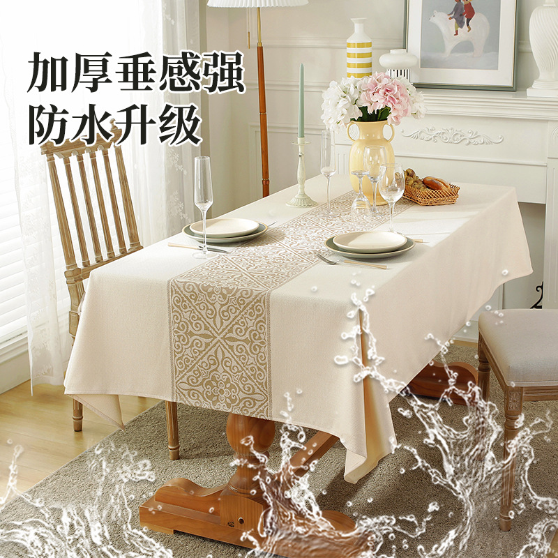 Cross-border all-season universal Nordic-style waterproof and oil-proof tablecloth, household cotton and linen coffee table cover, rectangular tablecloth