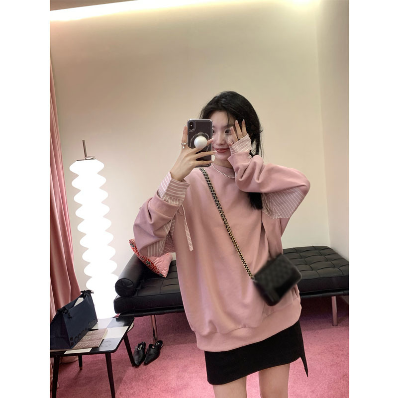 Deconstructing the dazzling pink patchwork hoodie for women's 2022 Spring and Autumn new Design sense niche top coat for autumn and winter women's wear Specification image