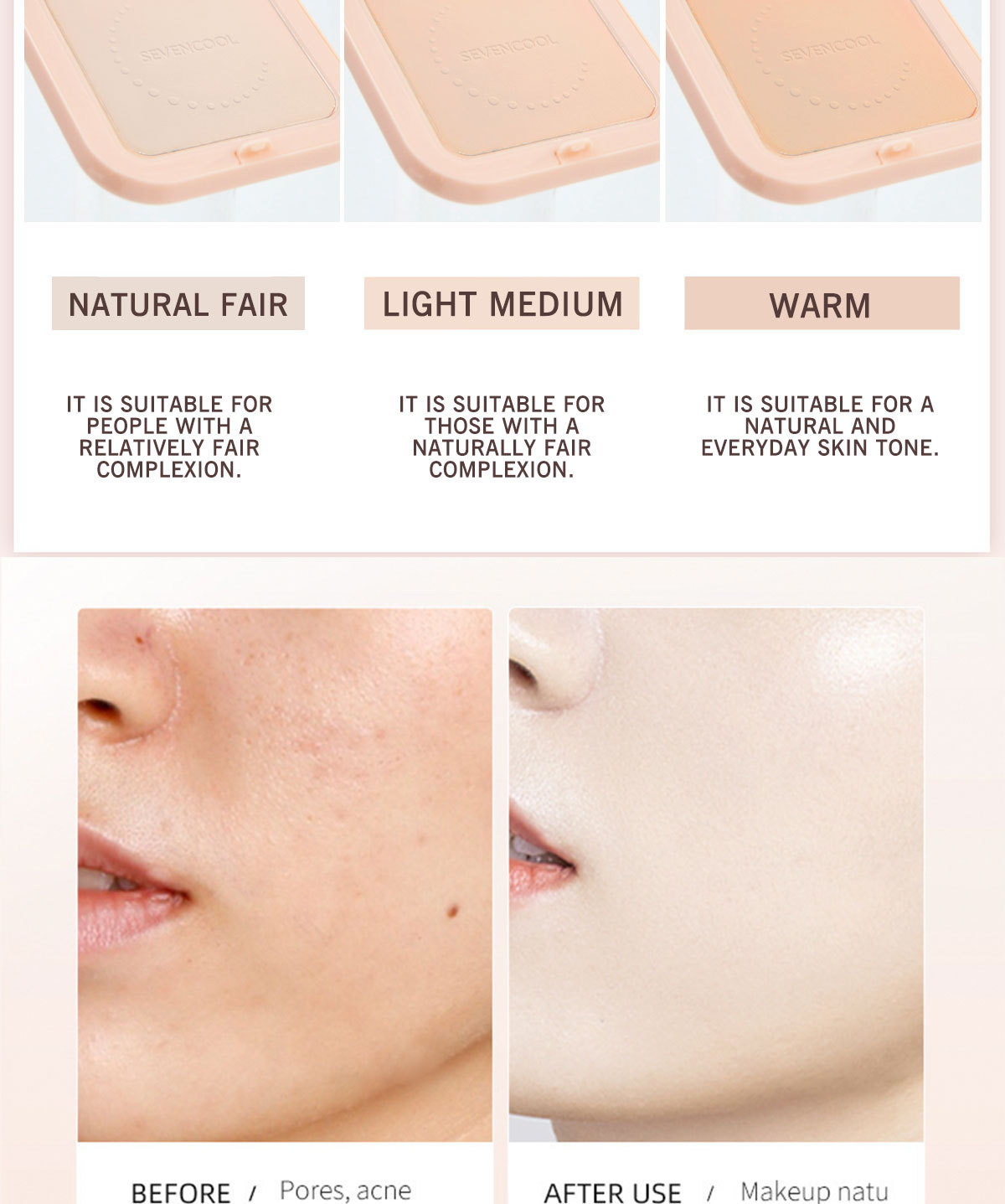 SEVENCOOL facial powder contouring plate brightens skin tone, refines contours, and provides long-lasting concealer and natural color pic 6