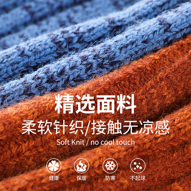 Winter Outdoor Warm Knit Hat Scarf Gloves Three-Piece Gradual Color Matching Alpaca Wool Suit Cross-Border details Picture