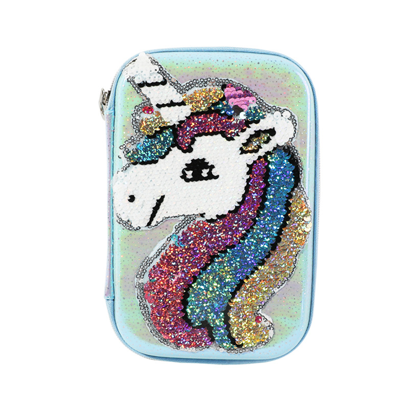 Cross-Border New Unicorn Glitter Eva Pen Bag Cartoon Large Capacity Student Pencil Case Creative Stationery Bag For Children Application Scenario