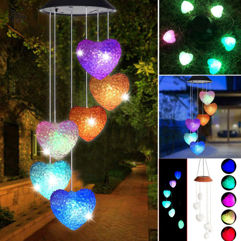 Cross-border new LED wind chime light, solar light string, seven-color color-changing particle light, chandelier, courtyard and outdoor decorative light Specification image