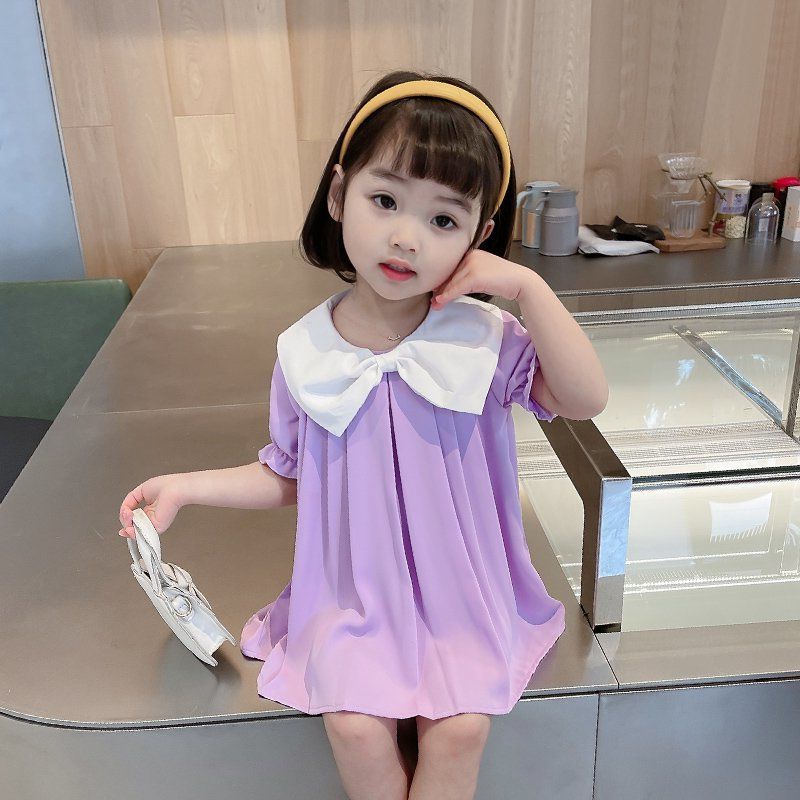 Girls' chiffon dress Summer 2021 New style Children's Korean-style stylish princess dress Little kids summer baby trend details Picture