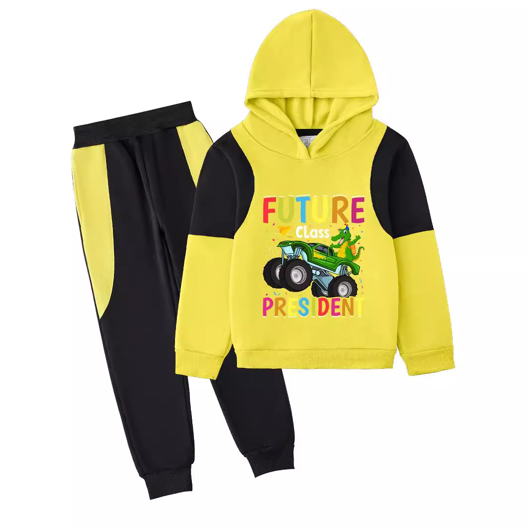2024 nuevo otoño invierno plush niños patchwork color versión coreana traje de niño cuello redondo tendencia de moda estampado hoodie hoodie