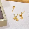 Vietnamese sand-gold frosted bean stud earrings for women are small, elegant, fashionable and versatile. They are smooth bean stud earrings for nourishing ear holes details Picture