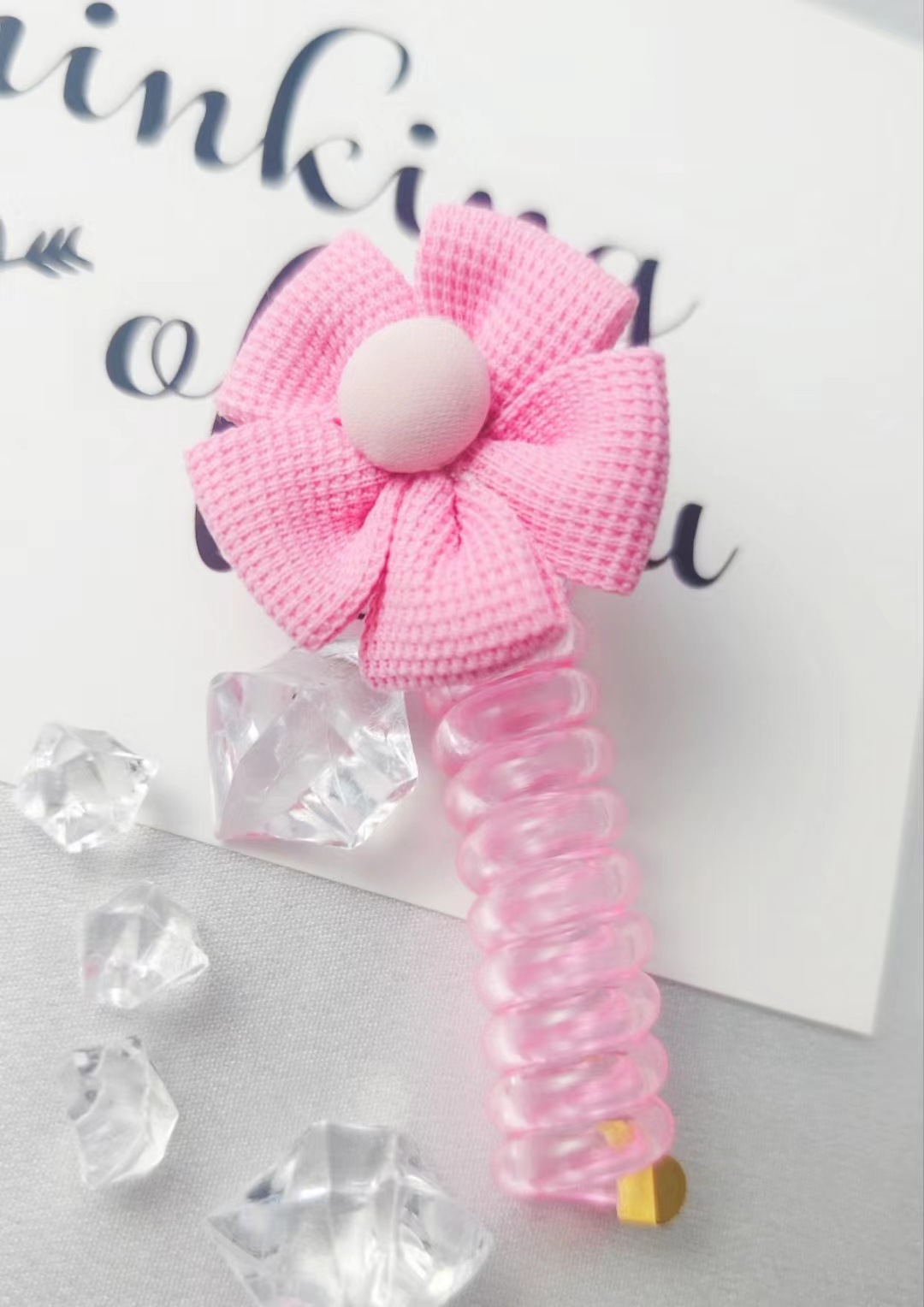 New Korean-style hair tie for women, transparent flower telephone line hair band braiding tool, high elasticity, no damage to ponytail hair Application Scenario