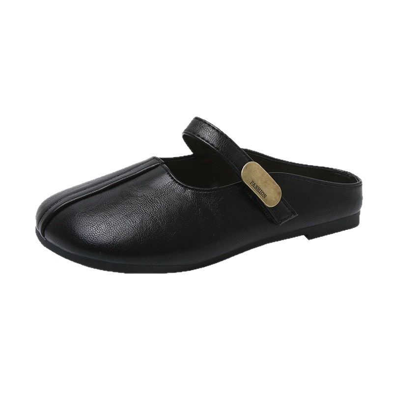 A new Spring/Summer 2026 French retro casual dress for women wearing soft-soled half-slipper shoes over Baotou Burken shoes Item Picture