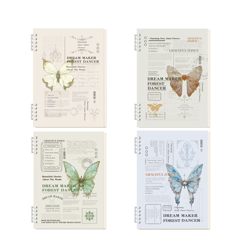 Retro butterfly British binder A5/B5 with inner core buckle design, single thickened OPP bag packaging Item Picture