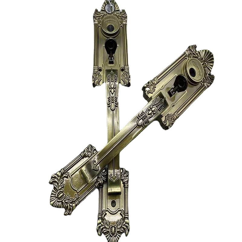 Aluminum alloy door press lock, luxury handle lock, Ropskine large door lock, double-opening door lock, bronze color Item Picture