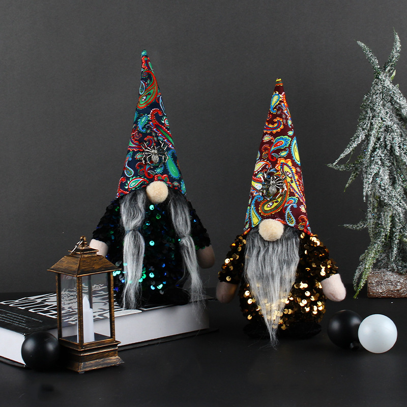 Hong Kong love cross-border Halloween faceless old man figure table decoration ghost festival sequin dwarf doll decoration props full figure