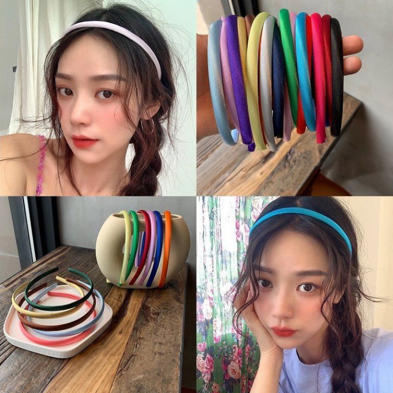 Ins Korea Fine Candy Color Small Fresh Satin Headband With The Same Jelly Color Headband Hair Accessories