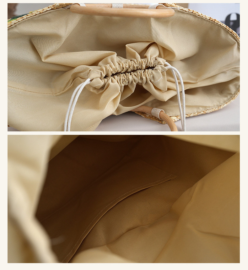 2025新款柠檬半圆手提包麦草辫子绣花外贸女士草编包集市菜篮子详情29