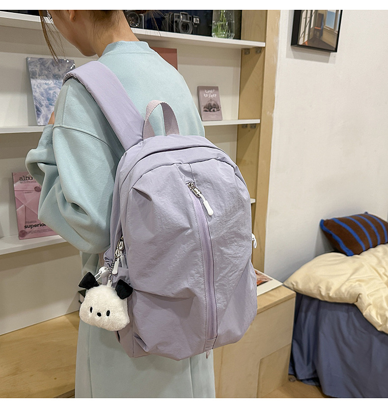 日系-ins学院风纯色书包女高中生大学生简约轻便小书包双肩包详情23