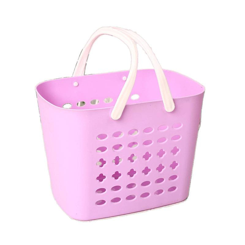 颜色可选手提塑料篮子洗澡蓝沐浴篮浴室洗浴篮收纳筐子小篮子浴筐白底实物图