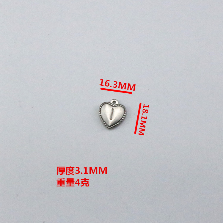 Stainless steel 26-letter pendant, oil pressure heart necklace, edge-pressed single-sided diy jewelry accessory Item Picture