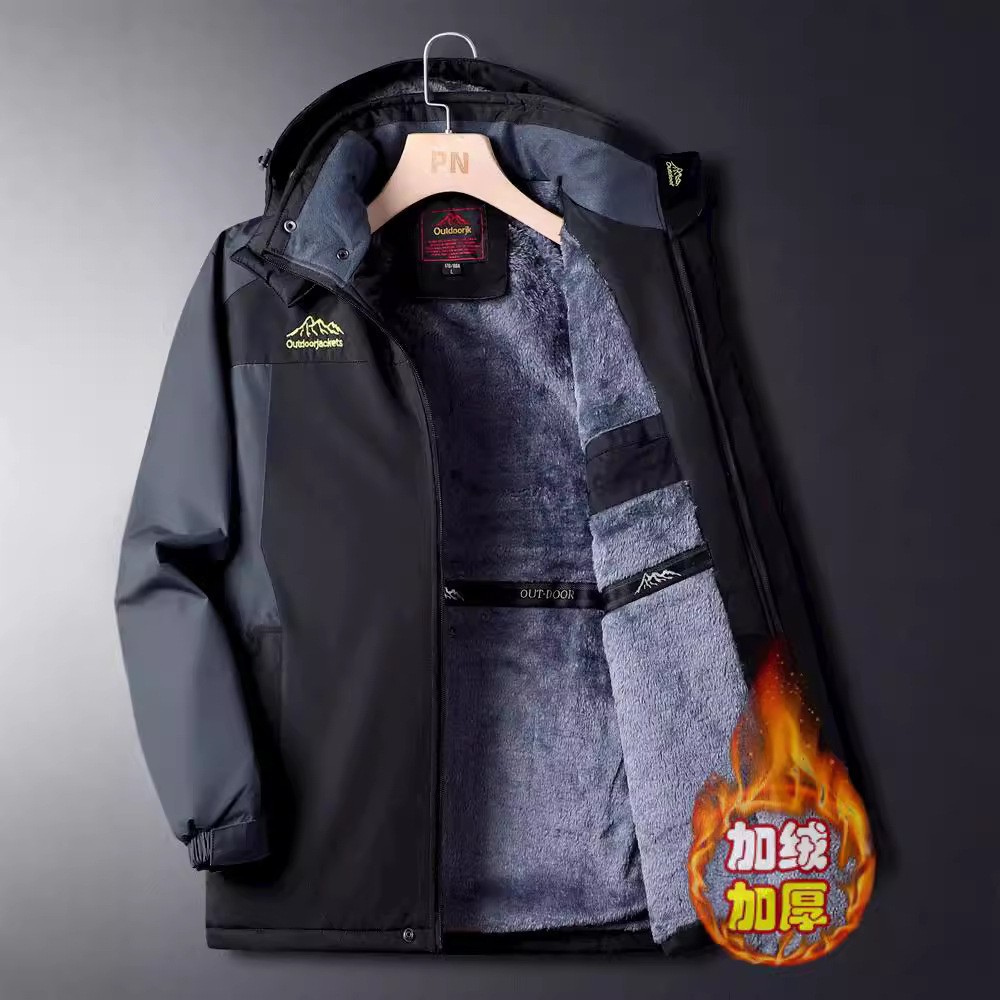 Men's fleece and thickened winter warm cotton-padded jacket, dad's winter coat, windproof and cold-resistant cotton-padded jacket for men