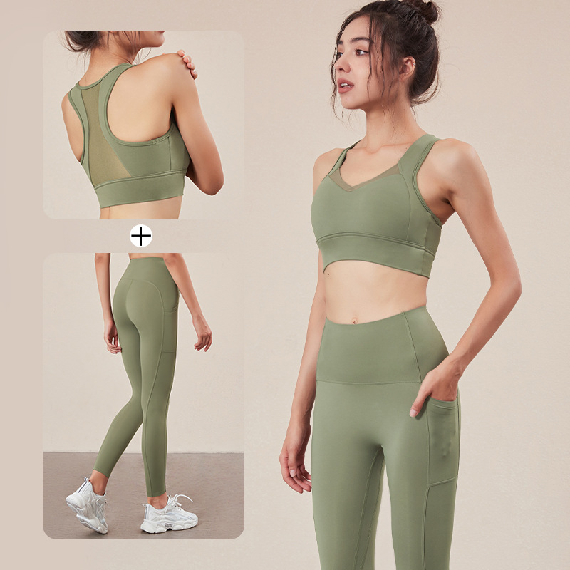 秋冬新款lulu瑜伽服套装网纱拼接高弹透气健身服女吸湿健身套装女