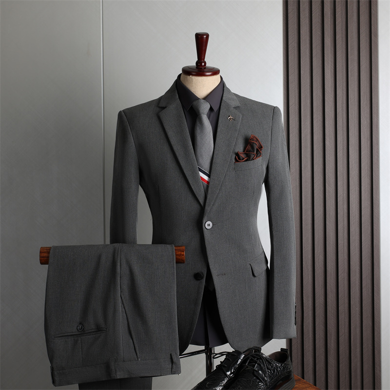 Men's plus-size suit for all four seasons, casual business formal wear, fashionable and slimming wedding best man suit