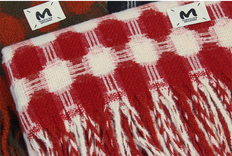 秋冬保暖新品显白圆点流苏仿羊绒围巾女加大加长款洋气围脖情侣男详情6