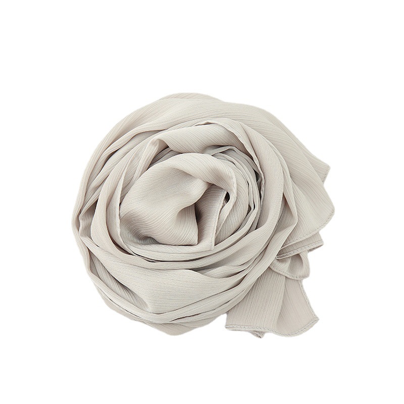 The New Malaysian Natural Crepe Monochrome Women's Headscarf Crinkle Satin Shawl Scarf Ladies Item Picture