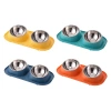 Tilted pet bowl, simple stainless steel double bowl, pet cervical vertebrae protection, termite prevention, healthy food ware, water bowl, easy to clean Application Scenario
