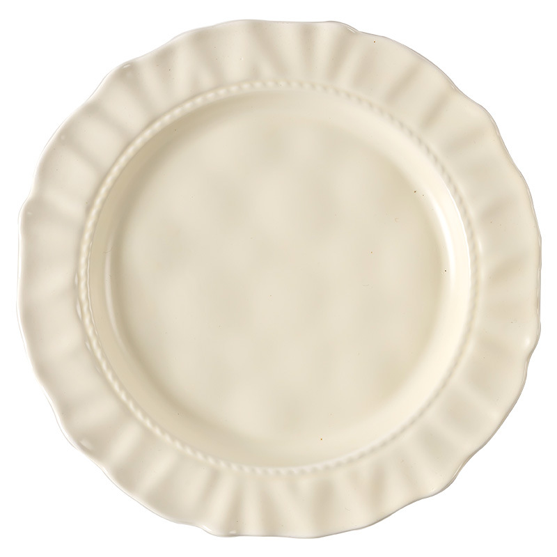 صحن حلو رفيع المستوى من صحن خزفي من الزبدة باللون النقي، مع طبق من طبق فاكهة محلي Item Picture