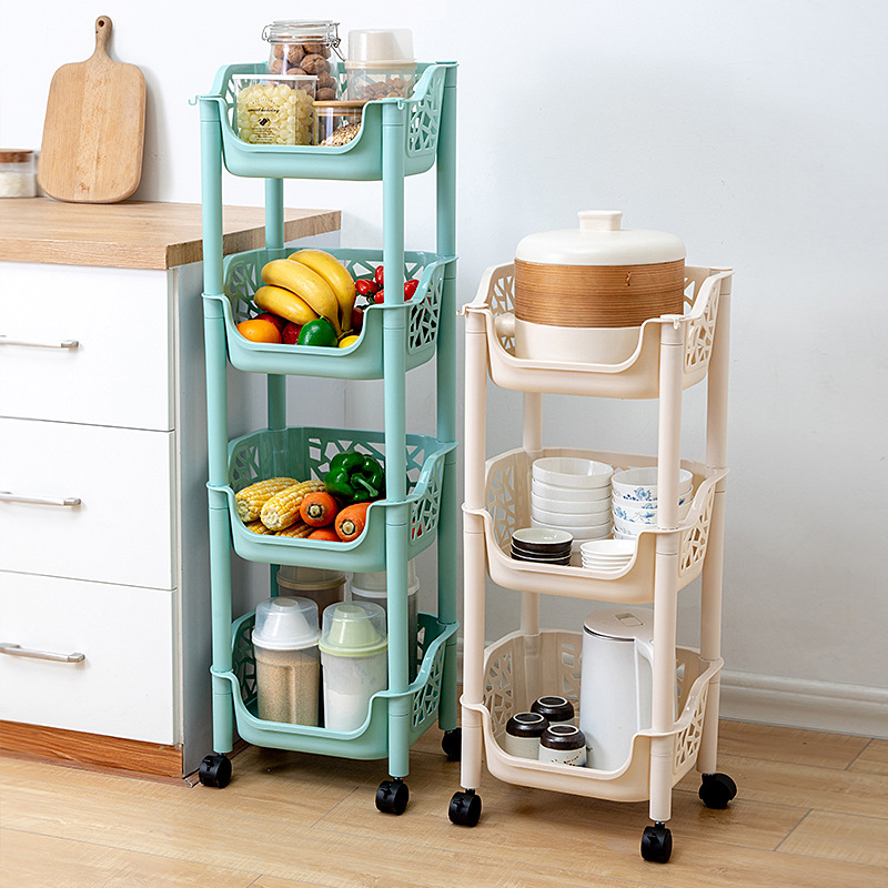 Kitchen storage rack Multi-layer vegetable basket with wheel Fruit and vegetable shelf supplies storage rack Toys and snacks storage rack 01227-231 full figure