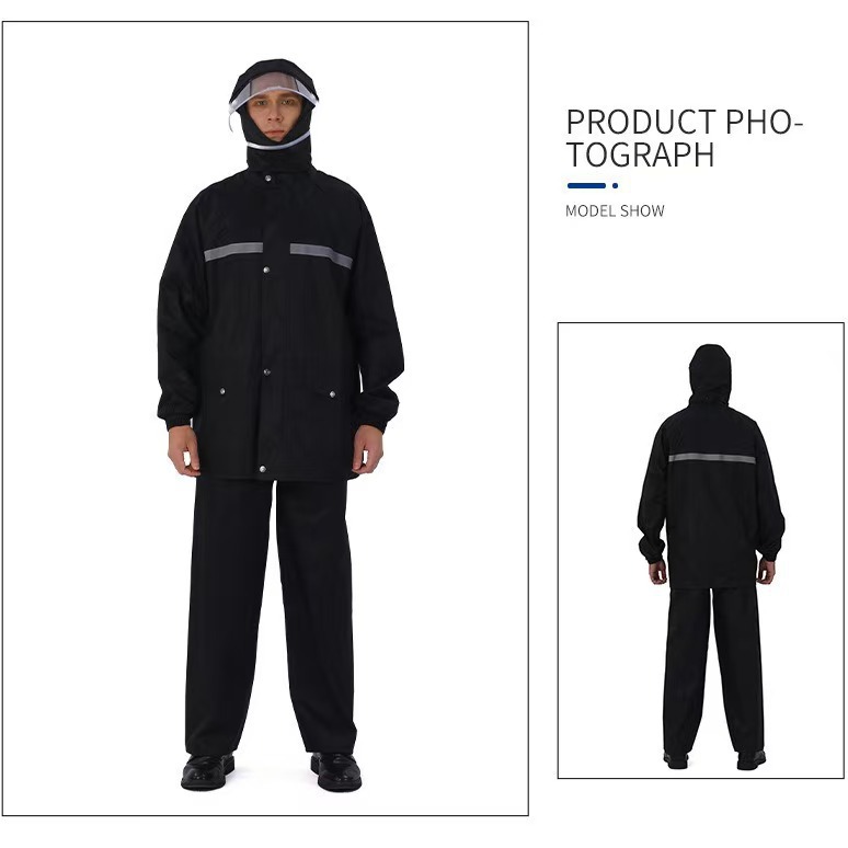 【 Free Shipping on Delivery 】 Chunya Textile PVC raincoat and Rain Pants Set, fully waterproof, Adult cycling, takeout, Split style Specification image