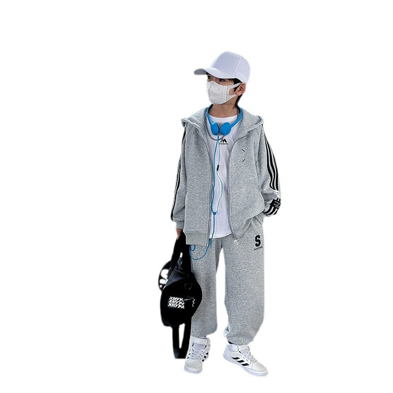 Boys' Autumn cardigan Hoodie two-piece set 2024 New Boys' Spring and Autumn style Item Picture