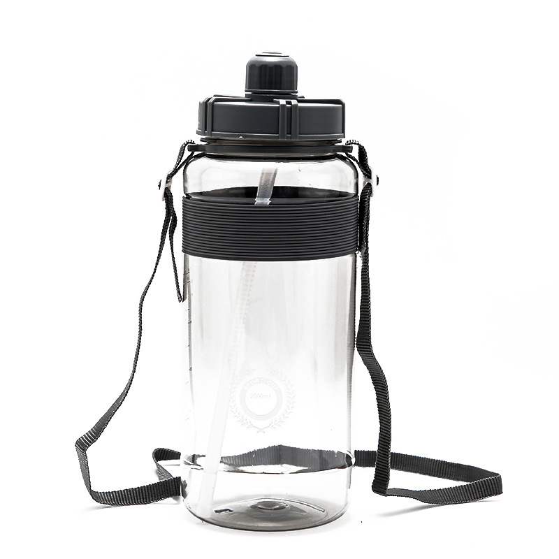 Summer large-capacity water cup, portable neck strap water cup, outdoor camping plastic cup, space cup, silicone anti-slip Item Picture