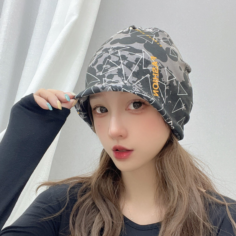 Women's autumn and winter versatile twisted hats, fashionable scarves, hats, face masks, adult styles, oversized neck covers, printed scarves Specification image