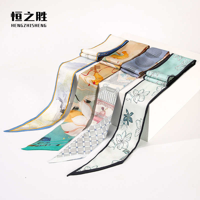 Silk Scarves Headband Satin Wholesale Printed Long Silk Scarves Mulberry Silk Hair Accessories Variable Square Scarves For Women