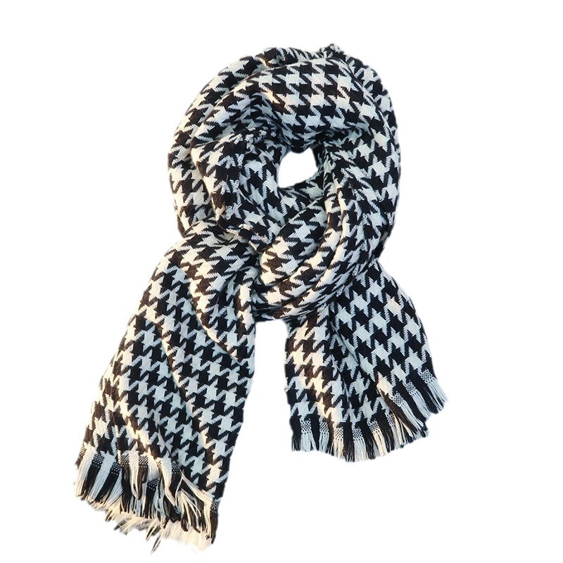 New autumn/Winter 2024 faux cashmere checkered scarf and scarf for women, lengthened and thickened double-sided scarf and shawl quality details Picture