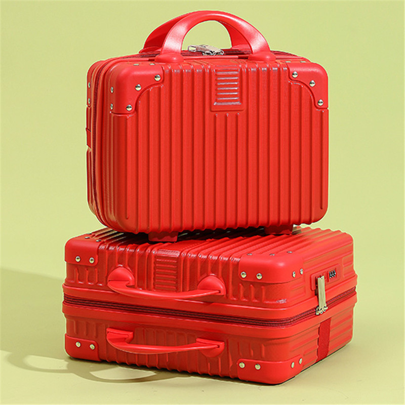 复古迷你手提箱子化妆箱14寸行李箱红色16寸伴手礼密码旅行箱包厂图