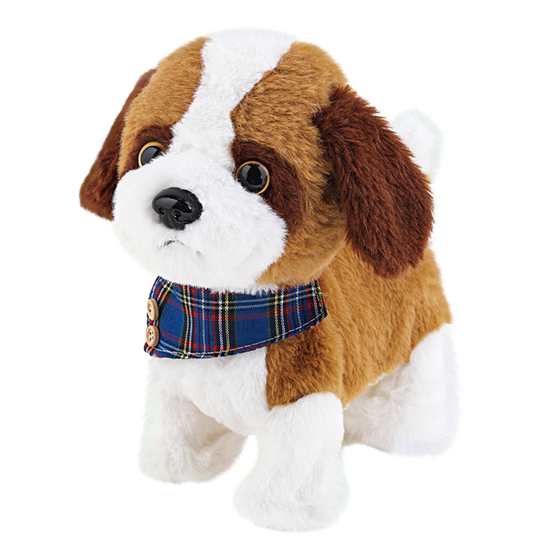 Cross-border children's electric leash dog that can bark and walk, detachable and washable, realistic plush teddy pet cat, little girl toy full figure