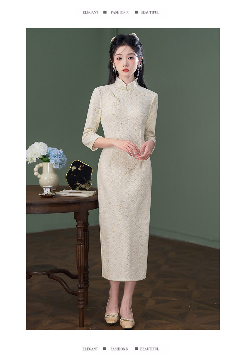 A new, improved cheongsam with a daily Chinese style, a slimming and elegant white two-piece set for young women pic 12