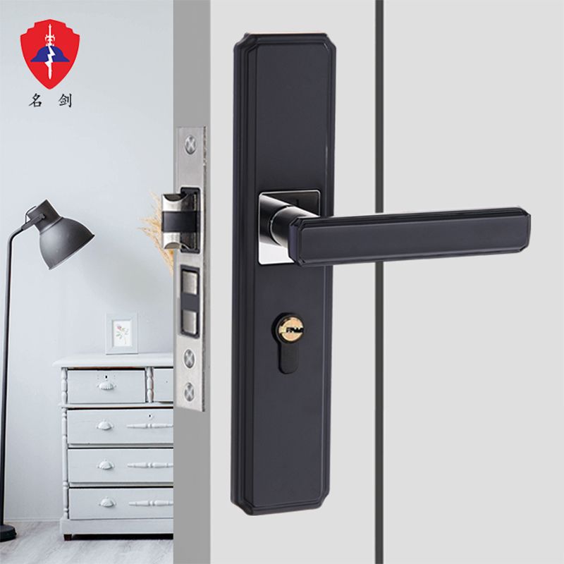 Black Door Lock Indoor Door Lock Space Aluminum Simple Split Lock Bedroom Mute Hand Lock Engineering Door Handle Application Scenario