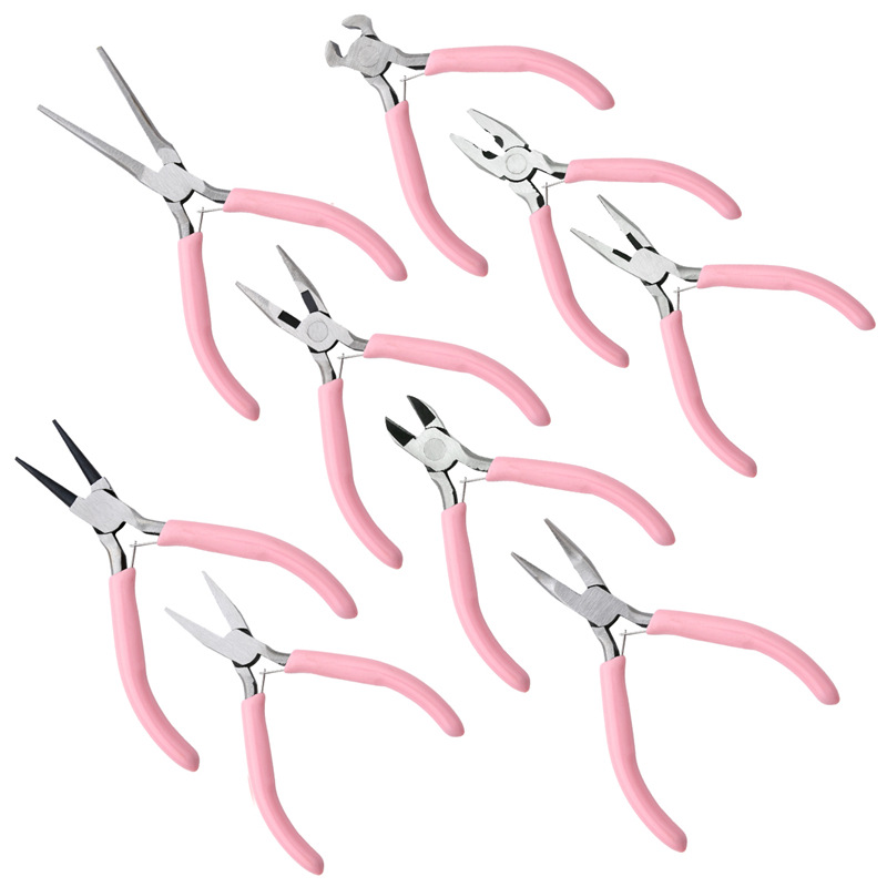Handmade Diy Pliers, Pink Pointed-Nose Pliers, Jewelry Pliers, Multi-Functional Round-Nose Pliers, Mini Jewelry Winding And Beading Tools details Picture