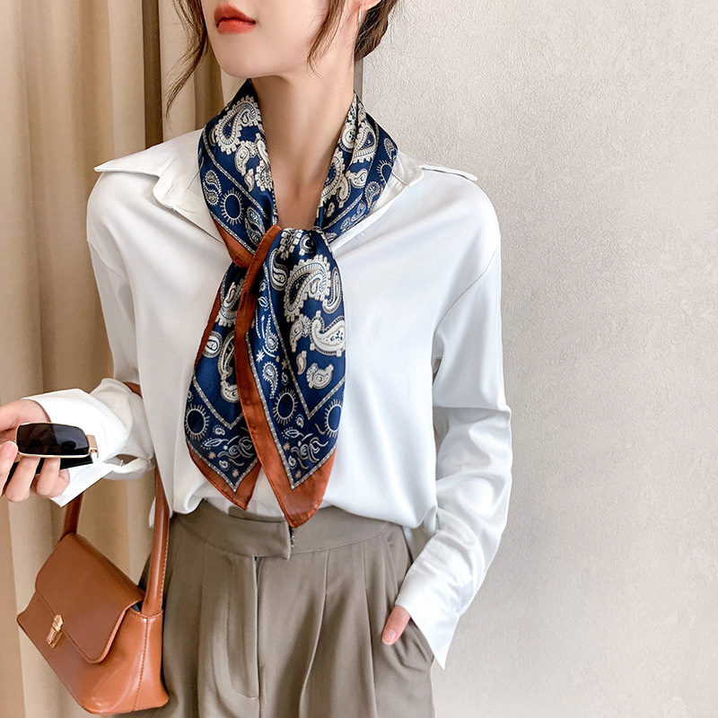 Spring South Korea New Cashew Flower Small Square Scarf Temperament Thin Fashion Decorative Small Scarf Summer Headband All Matching Scarf Specification drawing