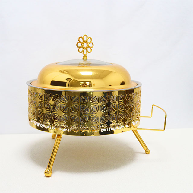 Golden Buffet Hanging Stove With Cover Alcohol Heating Foreign Trade Hotel Buffet Special Stove 8.0L Large Capacity Basin details Picture