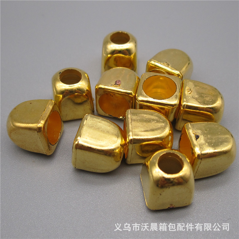 厂家直销ABS方形金色电镀吊钟 植绒带束口吊钟1CM金属绳扣