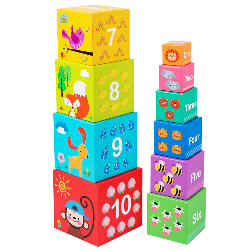Wooden advanced digital set box building blocks for children, kindergarten early education, geometric shape jigsaw puzzles, stacked high-intelligence toys Item Picture