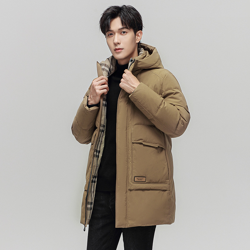 Men's mid-length hooded down windbreaker 2022 winter new high-down thickened casual jacket business down jacket Application Scenario