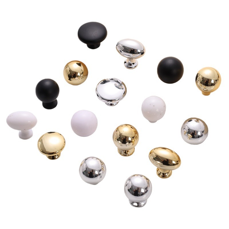 Nordic mushroom-shaped black single-hole handle, modern and simple wardrobe drawer door handle, solid plastic cabinet door handle Item Picture