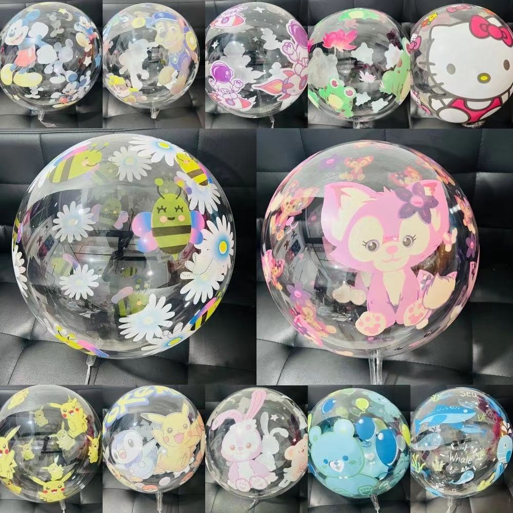 24 inch printed bobo ball floating net red transparent luminous balloon luminous cartoon ball children's square hot sale lot details Picture