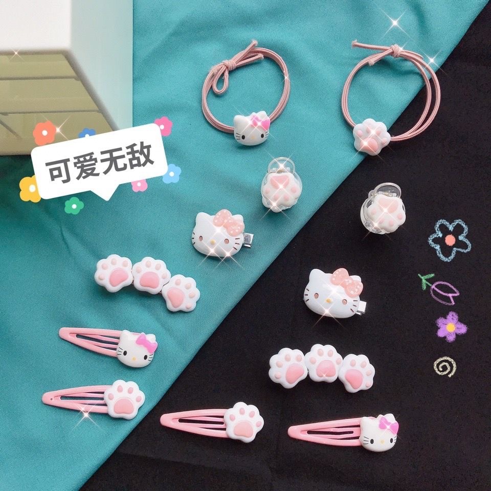 Cute cat paw hair clips, sweet and girlish cat hair clips, Japanese cartoon hair clips, hair ties, children's headwear details Picture
