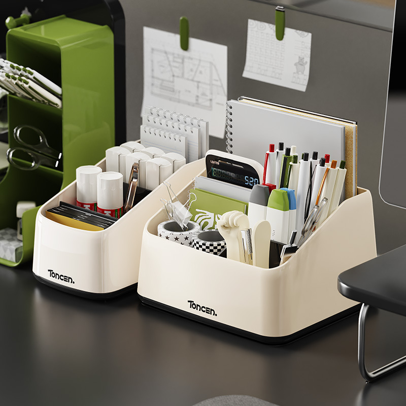 Home desktop storage box, living room pen holder, large-capacity organizing box, office stationery, remote control storage box Specification image